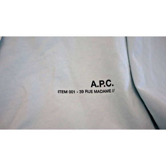 A.P.C. COEOP-H26904 Men's Sz 2XL Light Blue Cotton Logo Graphic Tee Shirt $115 - Picture 3 of 8